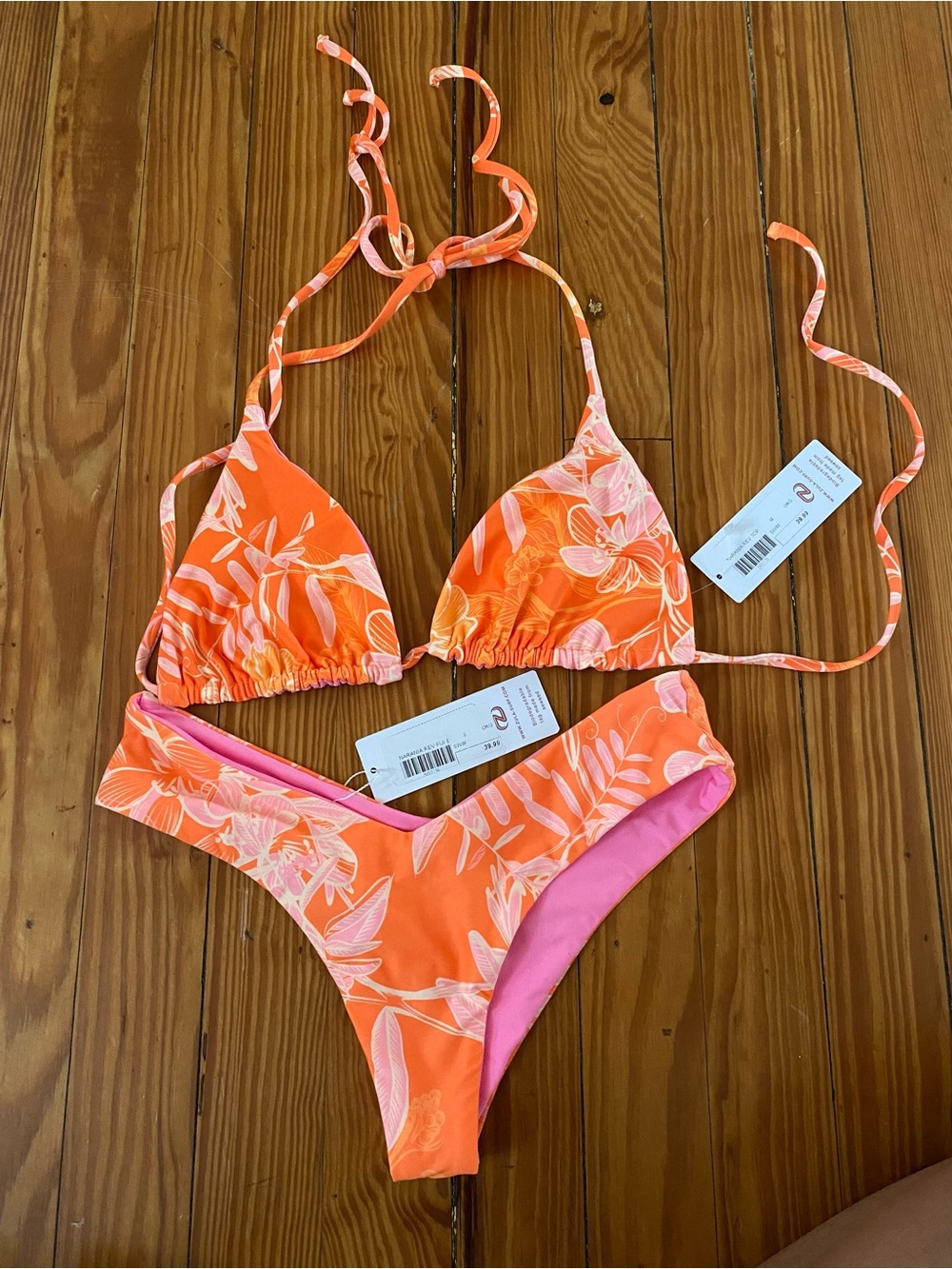 Zula Swim Women’s Orange Floral Two-Piece Bikini